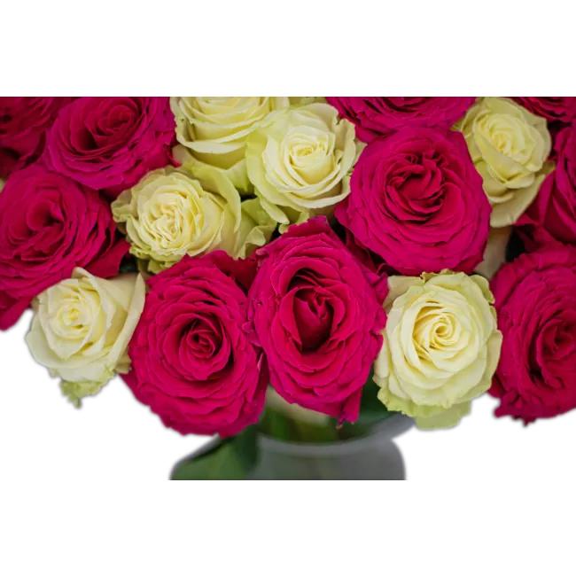 Kytice růžových a bílých růží